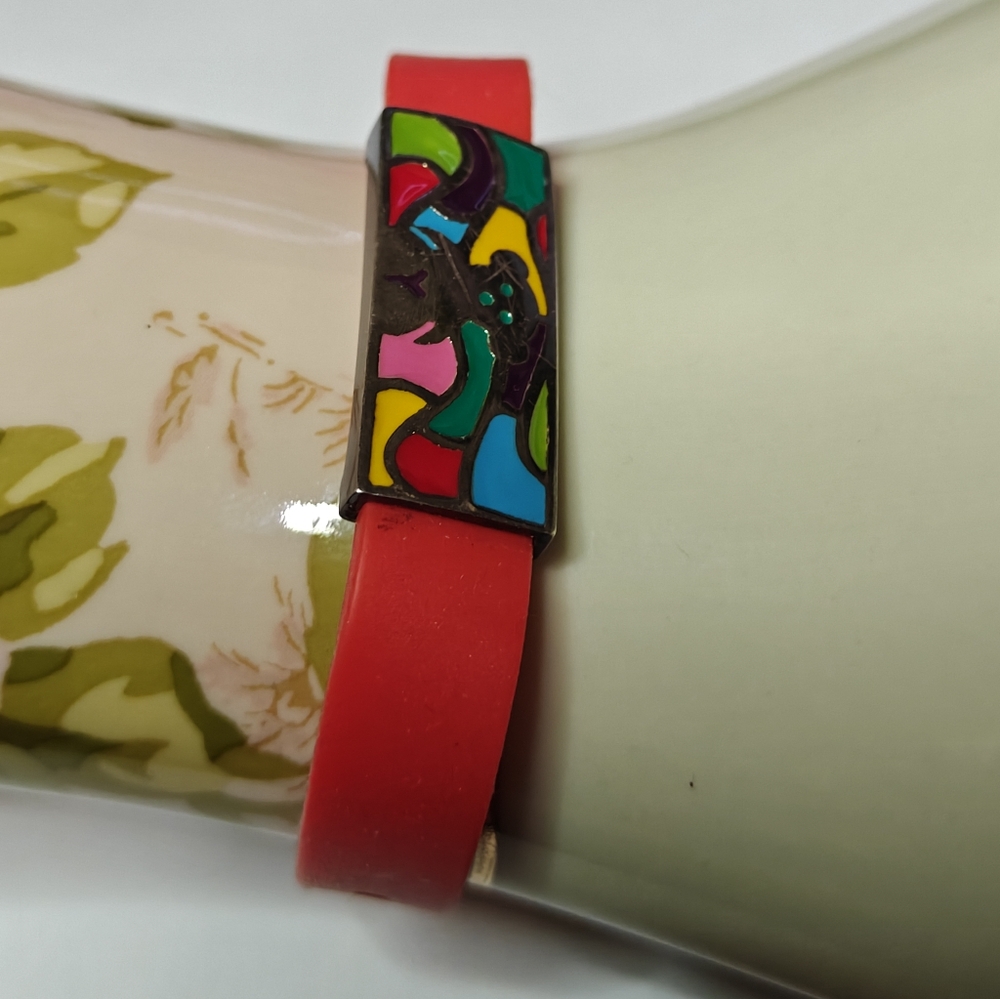 Rare Tous Sterling Silver Colorful Enamel Bear And Silicone Bracelet - Picture 5 of 16